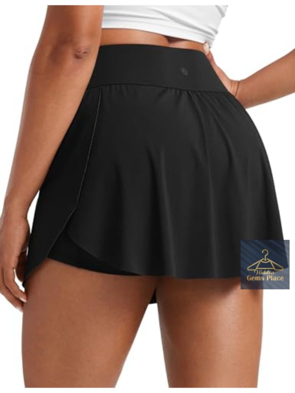 High Waisted Tennis Skirt Side Slit Built-in Shorts Pockets Athletic Skort